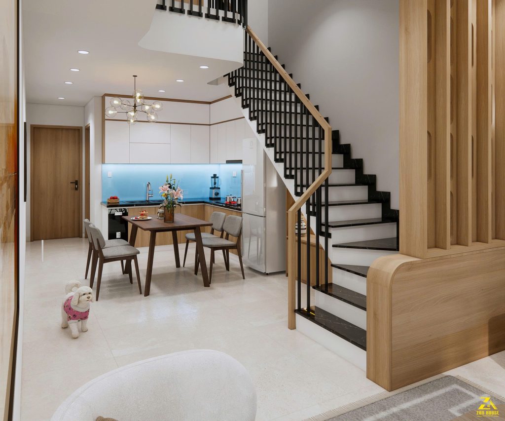 Phòng bếp giữ sự tiện nghi nhờ cách sắp xếp khoa học và nội thất gọn gàng