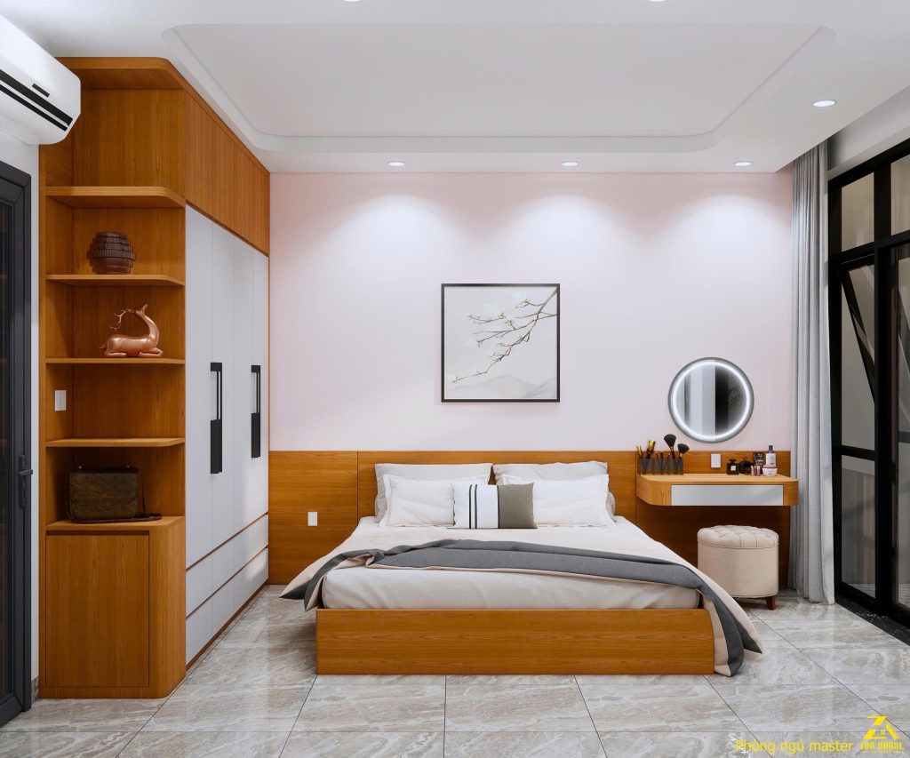 Nội thất phòng ngủ Master thể hiện sự ấm cúng và thanh lịch, phù hợp với gu thẩm mỹ của gia chủ yêu thích phong cách hiện đại
