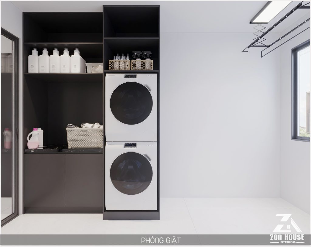 Góc làm việc và kệ trang trí được tích hợp thông minh tạo nên một thiết kế không gian sống tinh tế và đa năng