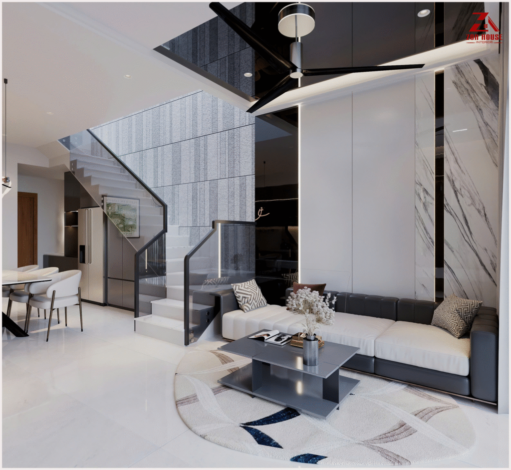 Bộ sofa xám cao cấp tạo điểm nhấn thanh lịch cho khu vực sinh hoạt chung