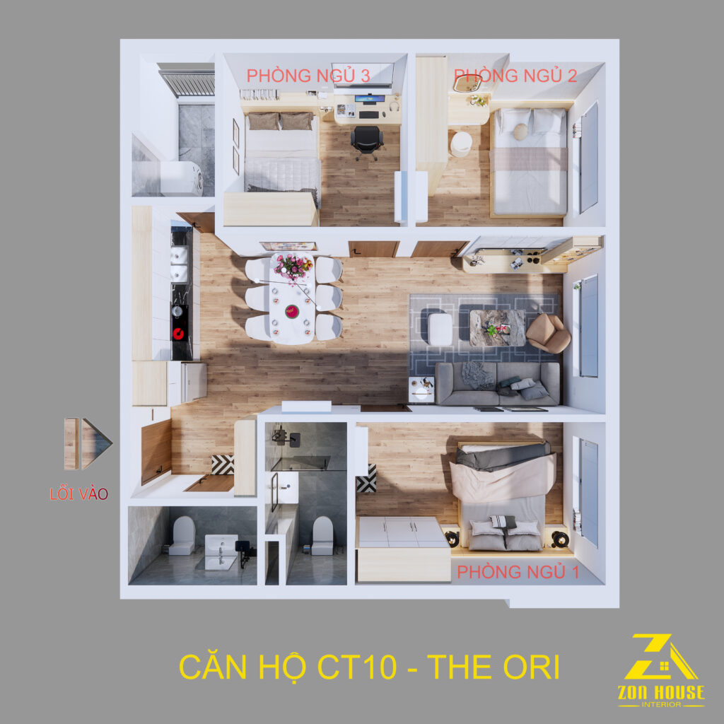 Phân tích mặt bằng tổng thể nội thất căn hộ The Ori Garden