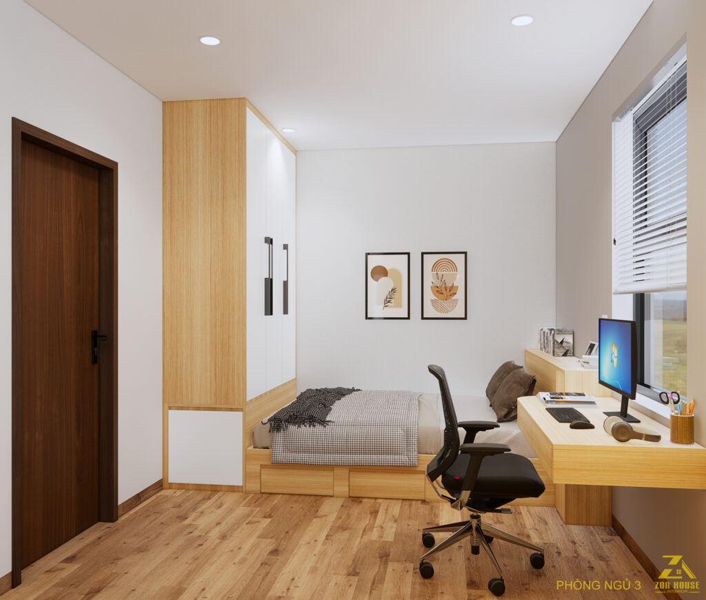 Phòng ngủ 3 kết hợp góc làm việc chuyên nghiệp