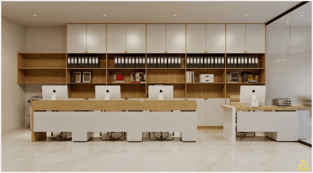 Cụm bàn làm việc được bố trí khoa học nhằm tăng cường khả năng tương tác giữa các nhân viên