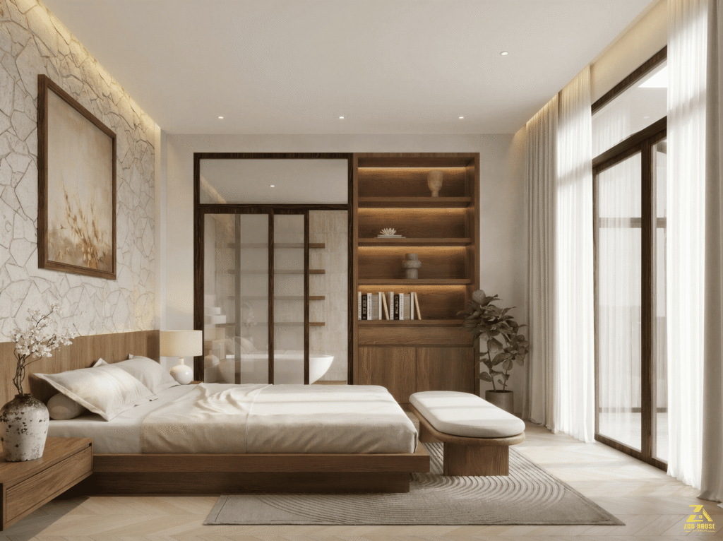 Giường ngủ dạng bục bằng gỗ mang lại vẻ đẹp hiện đại và vững chãi