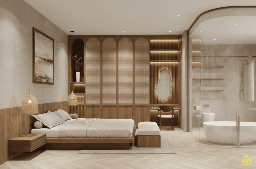 Tủ quần áo cánh mây đan tạo nét mộc mạc mang hơi hướng Đông Dương