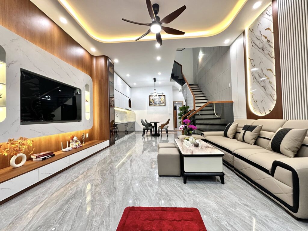 Thiết kế khách bếp liên thông giúp tối ưu diện tích nhà phố