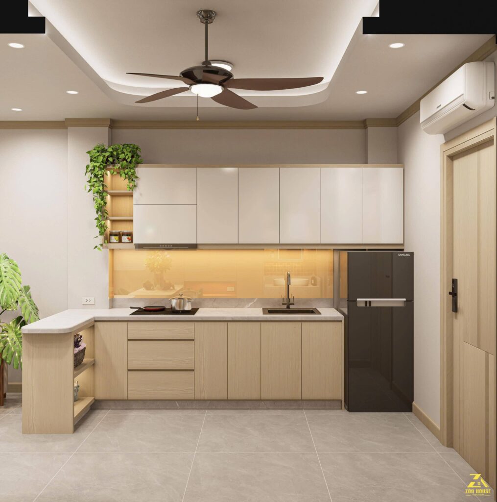 Gian bếp chữ L tối ưu công năng